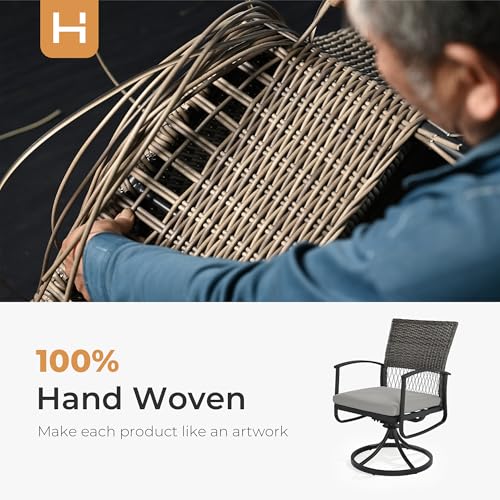 HAPPATIO 7-Piece Patio Dining Set with Wicker Swivel Patio Chairs