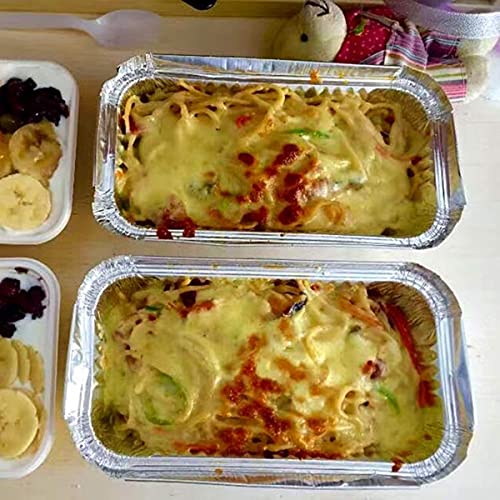 BBQMFG Disposable Loaf Pan with Lid for Baking - 1.5 Lb Disposable Bread Pans - Meatloaf Pans – 50 Aluminum Foil Pans and 50 Clear Lids - Perfect for Baking Cakes, Bread, Meatloaf…