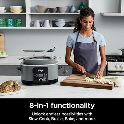 Ninja Foodi PossibleCooker PRO Plus with 11-in-1 Smart Cook System, Thermal Surround Technology, Powerful 1400-Watt Base, Oven safe up to 500º F - White (Renewed)
