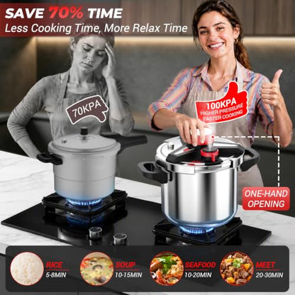 3-In-1 304 Stainless Steel Pressure Cooker 13 Quart: [Save 70% Time], New