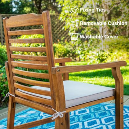 PHI VILLA 9 Pieces Acacia Wood Patio Dining Set for 8, Expandable Teak Dining Table & Wooden Chairs with Cushions, Farmhouse Dining Furniture Set for Outdoor Deck, Yard, Porch