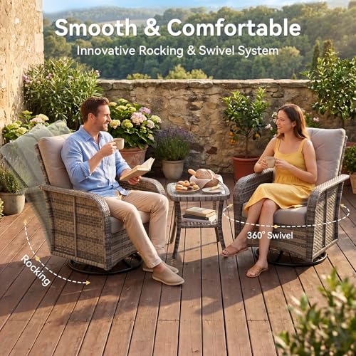 Aoxun 12-Piece Wicker Patio Furniture Set with 44" Fire Pit Table