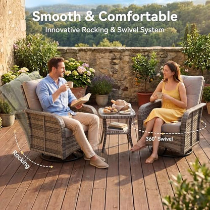 Aoxun 12-Piece Wicker Patio Furniture Set with 44" Fire Pit Table