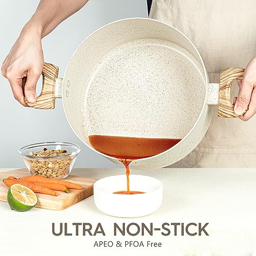 MICHELANGELO Nonstick Cooking Pot - 6 Quart Soup Pot with Lid for Family Meals, Non-Toxic Stockpot with Stay-Cool Handles, Induction Ready, Easy Cleanup, PFOA & PFOS Free