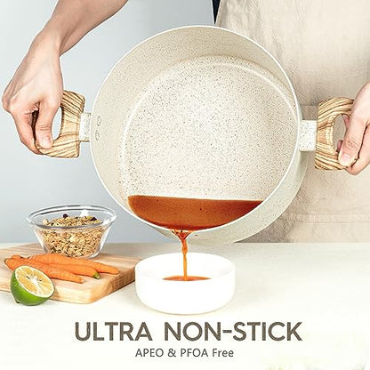 MICHELANGELO Nonstick Cooking Pot - 6 Quart Soup Pot with Lid for Family Meals, Non-Toxic Stockpot with Stay-Cool Handles, Induction Ready, Easy Cleanup, PFOA & PFOS Free