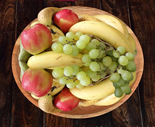 Samhita Acacia Wood Serving Bowl, Fruit Bowl, Friendly and Perfect for Salad, Vegetables and Fruit,Single Salad Bowl (10" x 10" x 3")