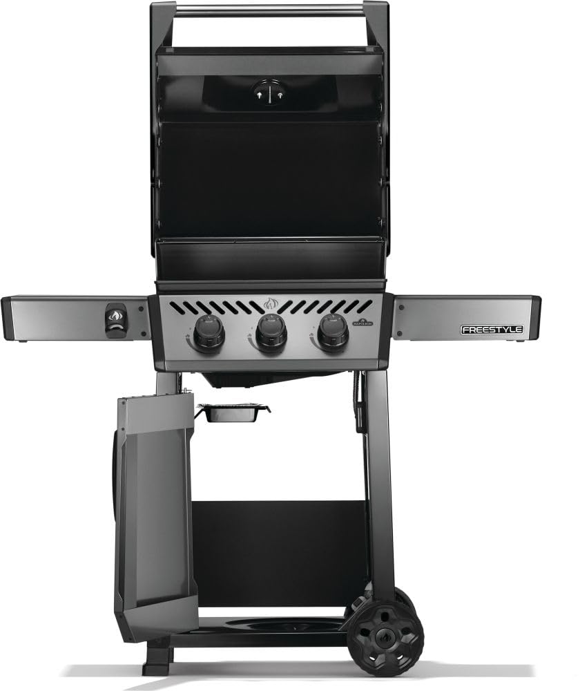 Napoleon Freestyle 365 Natural Gas Outdoor Grill, Graphite Grey – 3-Burner BBQ with Stainless Steel Cooking Grates