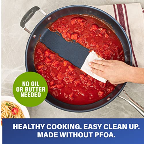 Granitestone 14 Inch Frying Pan with Lid, Non Stick Skillet for Cooking, Nonstick Diamond Coated Large Frying Pan, Family Sized, Oven & Dishwasher Safe Up to 500°F, 4.5 Qt Aluminum Skillet, Blue