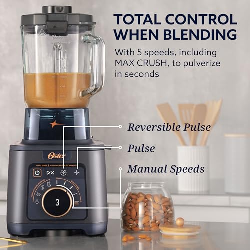 Titan Performance Blender for Smoothies, Salsa, and Soups, 84oz Glass Jar, 4 iBlend Preset Functions, 5 Manual Speeds, 2200-Watts, Reversible Motor Technology, Self-Cleaning Appliance