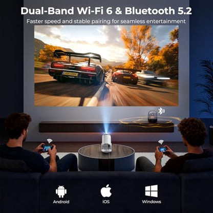 [Built-in Apps] CLOKOWE Mini Projector with WiFi and Bluetooth, 2026 Upgraded 1080P Smart Portable Projector with 180° Rotation, Auto Keystone, Compatible with iPhone/Android/Laptop/TV Stick/HDMI/USB