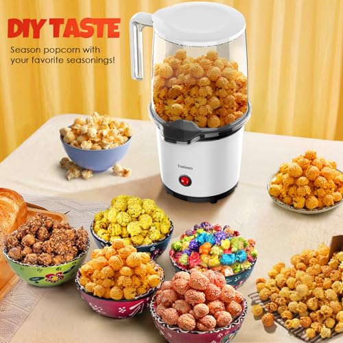 Hot Air Popcorn Popper Maker - Quick & Easy with Built-In Serving Bowl, 2-Quart Electric Popcorn Machine, Oil-Free Healthy Snack Maker for Home Movie Nights, Apartments & Dorms, ETL Certified(White)