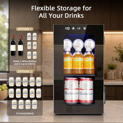 Antarctic Star 10L Mini Fridge, Beverage Refrigerator Small Drink Fridge for Bedroom, beverage cooler with Digital Temp Adjustment 40-61°F, Ideal for Bedroom, Dormitory, Office, Bar and Kitchen