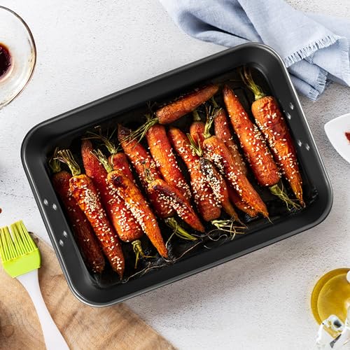 Tiawudi Lasagna Pan with Handles, 15x10x3 Inch Bakeware for Oven, Nonstick Rectangular Roasting Pan, Deep Baking Dish for Cake and Brownie, Heavy Duty