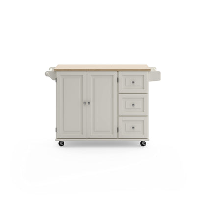 Homestyles Dolly Madison Off-White Mobile Kitchen Island Cart with Wood Drop Leaf Breakfast Bar