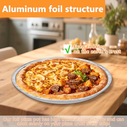 10 Pcs Disposable Pizza Pans - 12 Inch Round Pizza Pan - Aluminum Foil Bakeware Trays, Oven Safe Bulk Set for Kitchen, Restaurant & Home Holiday Activities Accessories