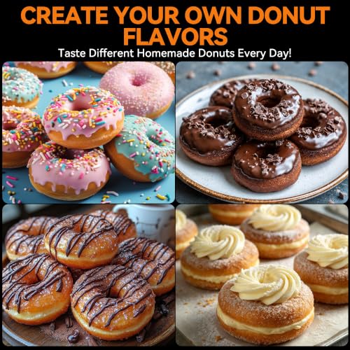 Baker’s Friend Mini Donut Maker Machine for Home, 6 x 3'' Mini Doughnut Maker Machine, Donut Maker for Kids, Maquina Para Hacer Donas, Donut Baking Pan, Donut Party, Graphite