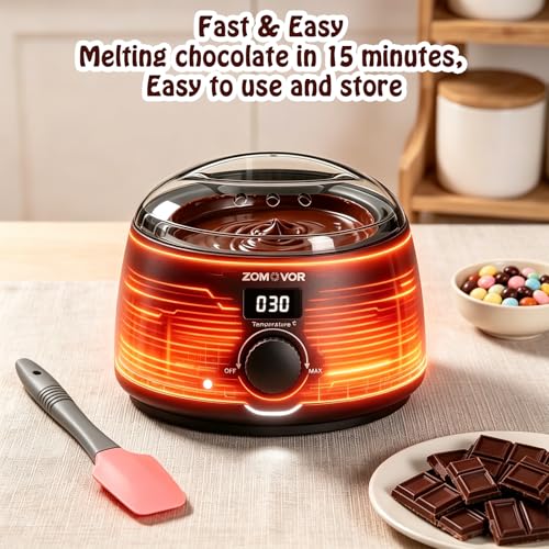 Electric Chocolate Melting Pot, 16.9oz 100W Digital Temperature Control Non-Stick Silicone Candy Melter, Mini Electric Fondue Pot for Chocolate, Cheese, Caramel, Cake Pops, Food Grade Material