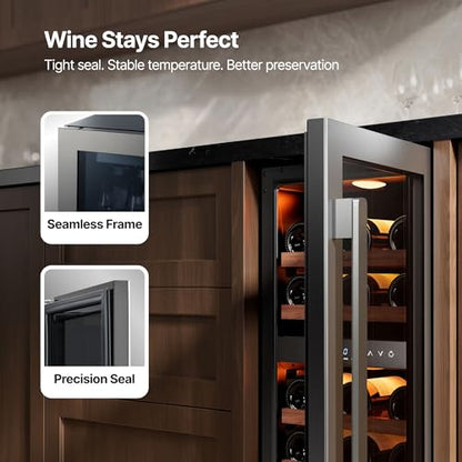 Ca'Lefort 15 Inch Wine Fridge, 28-Bottle Dual Zone Wine Cooler Refrigerator