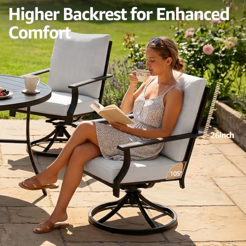 NATURAL EXPRESSIONS 5 Pieces Patio Dining Set, 4 Outdoor Swivel Rocking Chairs with 38" Round Table, All Weather Outdoor Table and Chairs for Outside, Garden, Backyard