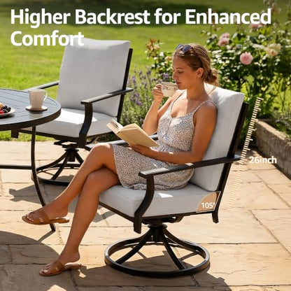 NATURAL EXPRESSIONS 5 Pieces Patio Dining Set, 4 Outdoor Swivel Rocking Chairs with 38" Round Table, All Weather Outdoor Table and Chairs for Outside, Garden, Backyard