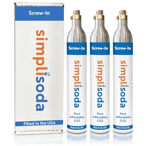 60L CO2 Canister Cylinders - Compatible w/Sodastream BLUE Screw-In Only, Ninja Thirsti, Philips, and More - Threaded Style Soda Streaming Machine CO2 Tanks Gas Refill, | 14.5 oz, Set of 3