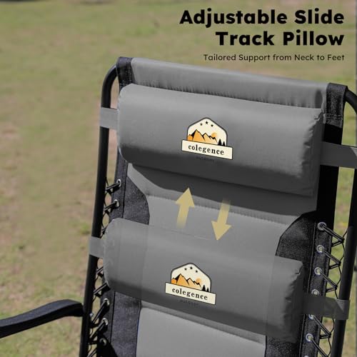 Colegence Oversized Padded Zero Gravity Lounge Chair, Foldable Patio Anti Gravity Reclining Chairs Folding Lawn Recliner with Cup Holder for Yard, Camping, Outdoor, Support 350 LBS, Black