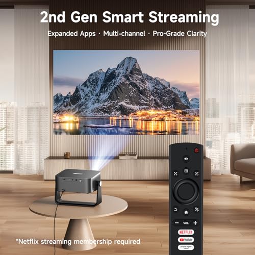 [2000 ANSI/Auto Focus & Keystone/Built-in APP] 4K Outdoor Projector with Wifi and Bluetooth, Smart Portable Projector with Built in Apps YouTube/PrimeVideo & Dolby, Home Theater Projector with HDR10+