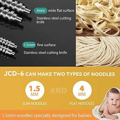 Newhai Electric Family Pasta Maker Machine Noodle Maker Pasta Dough Spaghetti Roller Pressing Machine Stainless Steel 135W for Home Use (1.5mm round noodle+4mm flat noodle)