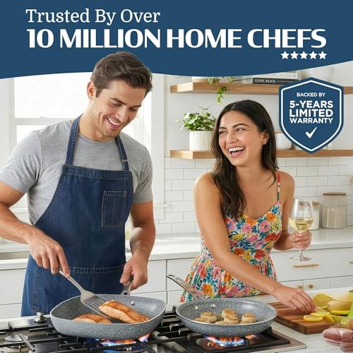 Granitestone Ceraluxe 20 Pc Ceramic Cookware Set Nonstick, Complete Pots and Pans Set Non Stick with 5 Pc Bakeware Set, Deep Frying Pan Set, & Steamer, Non Toxic PFOA Free, Oven & Dishwasher Safe