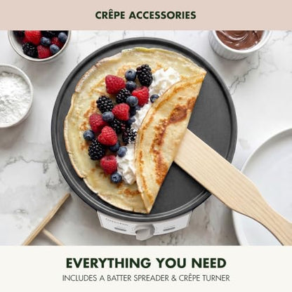 GreenPan Advanced 12" Crepe Maker, Ceramic Nonstick PFAS-Free Coating, Adjustable Temperature Control, 400°F Heating, Batter Spreader & Crepe Turner Included, Clay