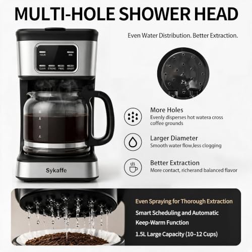 Sykaffe 12 Cup Programmable Coffee Maker,Drip Coffee Maker with 60oz Tank