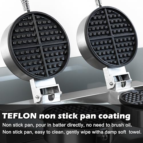 110V 2600W Commercial Double Waffle Maker,Non-Stick Commercial Waffle Baker,Stainless Steel Belgian Waffle Iron for Restaurant Party Food Stall, Bakery Snack Bar Family