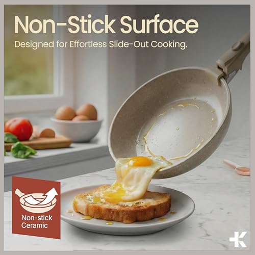 Bakken 17-Piece Ceramic Coated Aluminum Cookware Set, Nonstick Pots and Pans with Lids, Silicone Cooking Utensils & Oven Mitts, All Stovetop Safe Up To 500°F, PTFE & PFAS Free, Dishwasher Safe