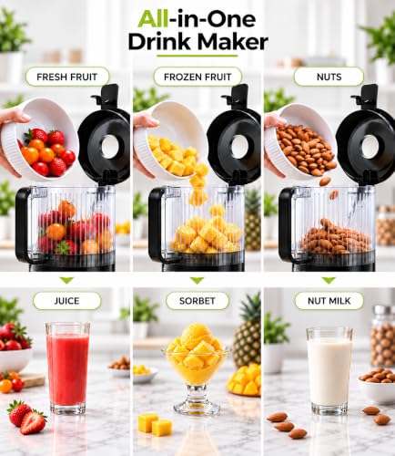 ONELIVE Cold Press Juicer Machine, 6.5" Wide Chute, 3L, Easy to Clean
