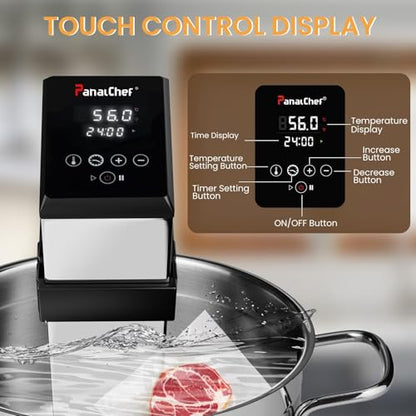 1600W Commercial Sous Vide Cooker, Immersion Circulator with One-Way Air Vent for Efficient Heat Dissipation, 360° Water Circulation, Precise Temp Control for Restaurant Home Use (Gray, 1600W)
