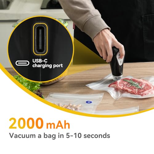 Vesta Precision Handheld Vacuum Sealer, Powerful Compact Vacuum Sealer for Food Save, Portable & Rechargeable Design Food Sealer for Seal Meal Saver, Works with valved Bags, Zipper Bags and Containers