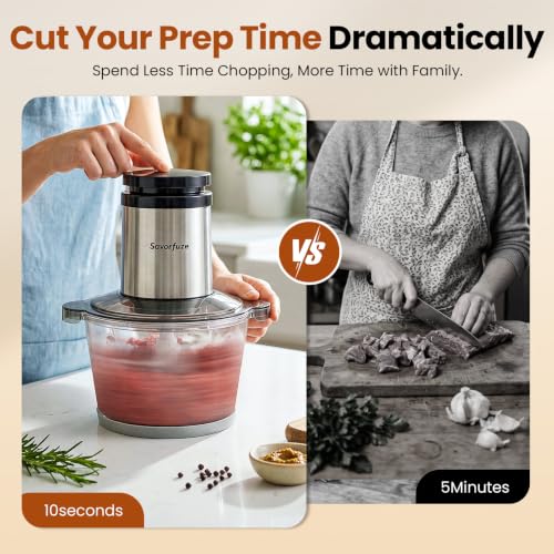 Food Processor with 2 Bowls (8 Cup+8 Cup), 2-Speed Electric Food Chopper