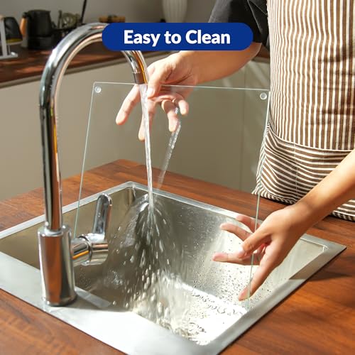 Kitchenville Glass Cutting Board 20”x16”: Tempered Glass Kitchen Counter Protector - Durable- Scratch-Resistant, Heat-Proof - Clear Design
