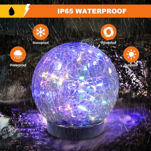 MLKNK Solar Globe Lights Outdoor Waterproof-Solar Balls-Solar Garden Lights-Orbs for Outside 2 Pack Cracked Glass Ball for Lawn Patio Yard Backyard Decorations