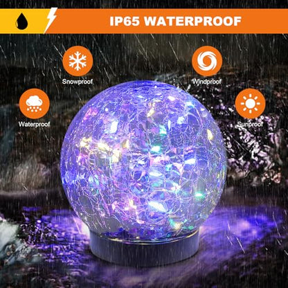MLKNK Solar Globe Lights Outdoor Waterproof-Solar Balls-Solar Garden Lights-Orbs for Outside 2 Pack Cracked Glass Ball for Lawn Patio Yard Backyard Decorations