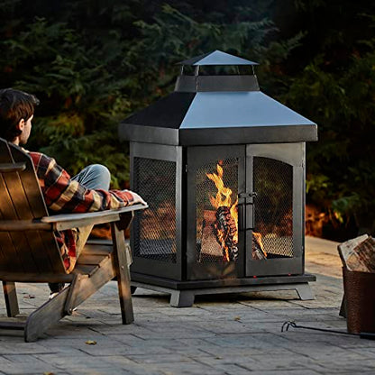 Endless Summer 45" Wood Burning Steel Outdoor Fireplace