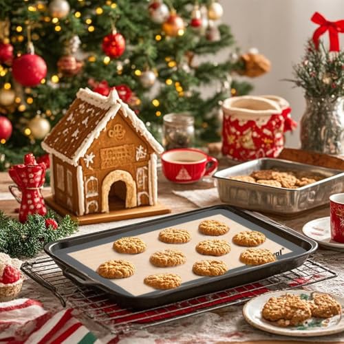whisrvival 4 Pcs Silicone Baking Mat, Non-Stick Baking Mat, Food Safe Silicone Mats for Baking Cookies, Macarons, Vegetables, 480℉ Heat Resistant (Grey)