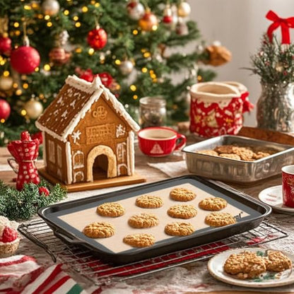 whisrvival 4 Pcs Silicone Baking Mat, Non-Stick Baking Mat, Food Safe Silicone Mats for Baking Cookies, Macarons, Vegetables, 480℉ Heat Resistant (Grey)