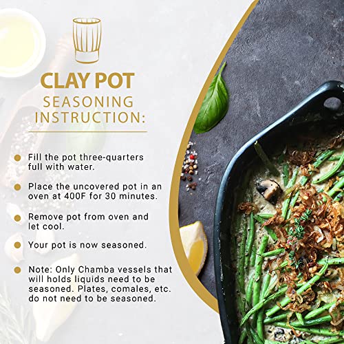 Authentic Chamba Oval Roaster w/Cover - Elegant, All-Natural Black Clay Dutch Oven for Braising, Baking, Roasting - Stovetop & Oven Safe – Earthenware, Handmade in Colombia – V. Large, 10 Qt.