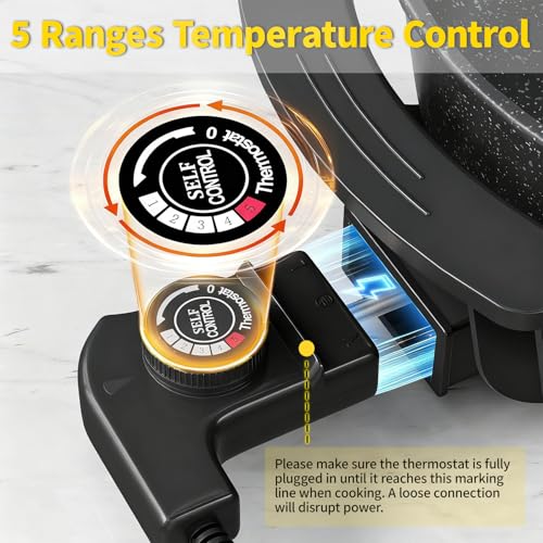 Food Party Hot Pot Electric Skillet 2 in 1 Hotpot Pot Electric Pot for Cooking 6L 110V 1100W Non-Stick PFOA FREE Shabu Shabu Pot