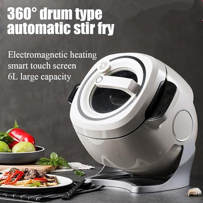 Beachtiful Automatic Cooking Machine, 6L Auto Cooking Wok Fried Rice Machine,One-Click Smart Start, 360 ° Automatic Rotation, for Stir Frying,Stewing,Cooking,220V2000W