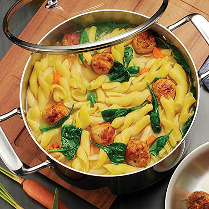 Tramontina Tri-Ply Clad Stainless Steel 5-Quart Dutch Oven Pot with Glass Lid, Induction-Ready, Dishwasher-Safe, NSF-Certified