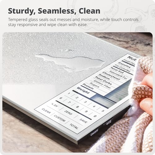 Greater Goods Food Scale with Nutrition Calculator, Non Connected Calorie Scale for Meal Prep, Weight Loss, 2000 Pre-Loaded Food Codes, Compact Kitchen Scale, Battery Operated, 11lb Capacity, Silver