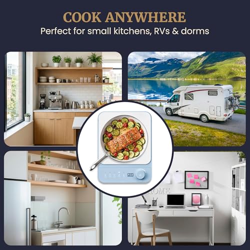 Elite Gourmet Slim Portable Induction Cooktop, 1500W Countertop Burner with 10 Power Levels & Temperature Control (140°F–465°F), Ultra-Slim 2" Design, Digital Touch Controls, Timer & Child Lock