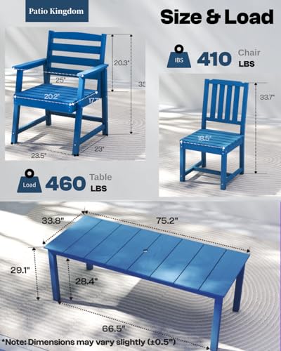 Patio Kingdom 9-Piece Outdoor Dining Set for 8, Navy Blue